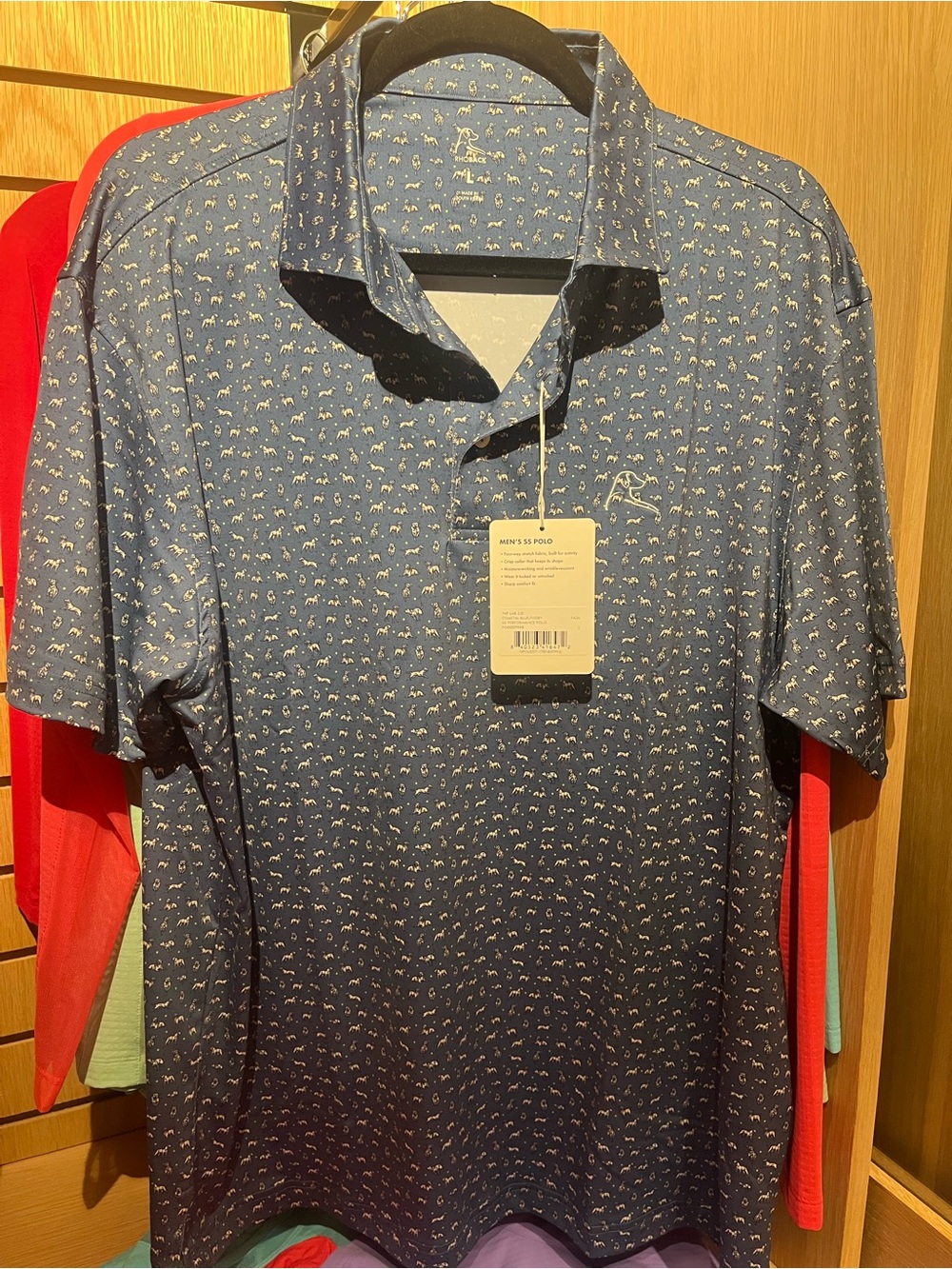 NWT Rhoback SS performance polo coastal blue/ivory. The Lab 2.0